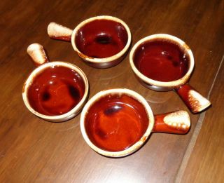 Vintage Set Of (4) 7050 Mccoy Pottery Brown Drip Glaze Chili/soup Bowls