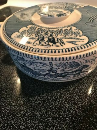 Currier and Ives casserole dish with lid Royal China Co 11 