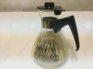 Vintage 1960’s Pyrex Glass Coffee/tea Carafe Atomic Diamond Design