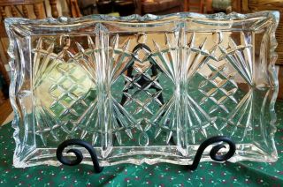 Lead Crystal Relish Dish,  Gorgeous,  Elegant,  And Pristine Divided 3 - Section Dish