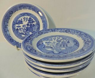 6 Vtg Buffalo China 6 " Blue Willow Restaurant Ware Plates