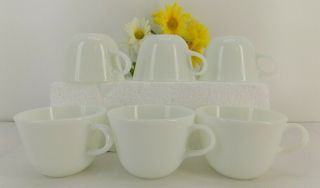Set Of 6 Vintage Pyrex White Milk Glass Coffee/ Tea Cups Microwave Safe