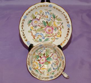 Large Wide Mouth And Saucer Royal Chelsea English Teacup & Saucer Set