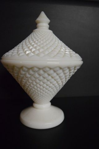 Westmoreland Milk Glass English Hobnail Covered Candy Dish