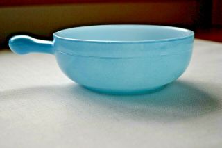 Vintage Blue Glasbake Milk Glass 5 " Soup Bowl With Handle
