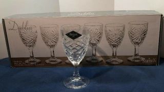 Shannon Crystal By Godinger Set Of 6 Dublin Cordial Glasses In Ordinal Box.