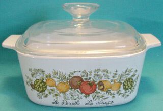 Vintage Spice Of Life 1.  5 - Quart Square Casserole A - 1 1/2 - B With Lid A - 7 - C
