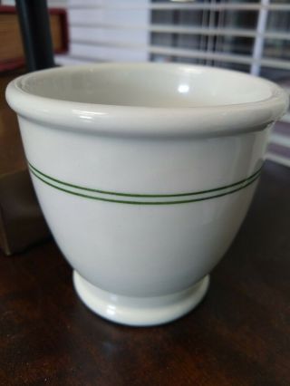 Vintage Jackson China White Restaurant Ware Custard Cup Green Stripes Vitrified