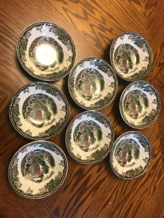 Johnson Bros Friendly Village Bowls - Set Of 8 - The Old Mill - 6 1/4 "