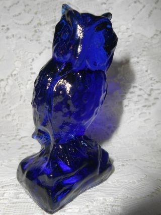 Blue Vaseline glass OWL Bird uranium canary Cobalt screech great horned barn art 2