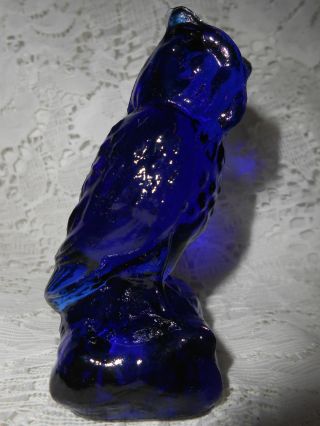 Blue Vaseline glass OWL Bird uranium canary Cobalt screech great horned barn art 3
