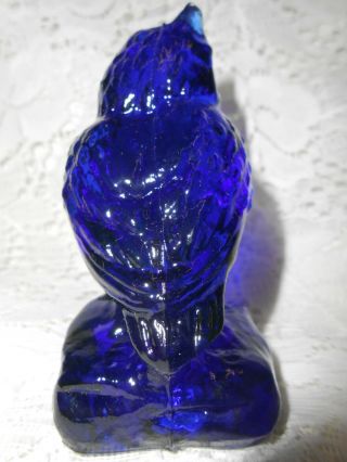 Blue Vaseline glass OWL Bird uranium canary Cobalt screech great horned barn art 4