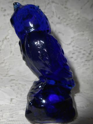 Blue Vaseline glass OWL Bird uranium canary Cobalt screech great horned barn art 5