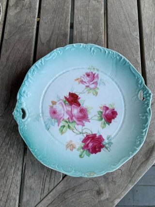 C.  T.  Germany Carl Tielsch Altwasser Antique Porcelain Pink Rose Design Plate
