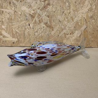 Vintage Handmade Large Murano Art Glass Standing Fish Vase - 15.  5in