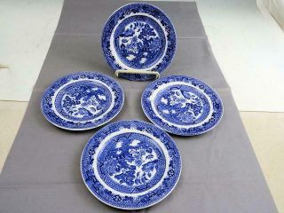 4 Vintage English Allerton Blue Willow Dessert Plates