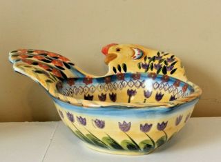 Tabletops Unlimited Fontana Hand Painted 16 oz Serving Bowl Rooster Shaped 3