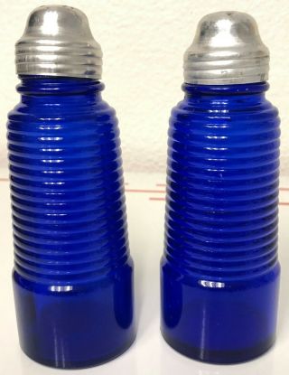 Hazel Atlas Cobalt Blue Salt N Pepper Shakers