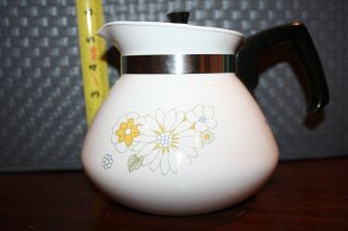 Vintage Corning Ware 6 Cup Stove Top Coffee Tea Pot Floral Bouquet Pattern