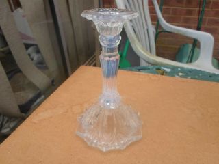 Victorian Blue Opalescent Glass Candlestick