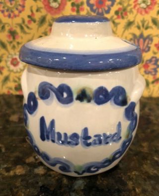 M A Hadley Pottery Covered Mustard Condiment Jar