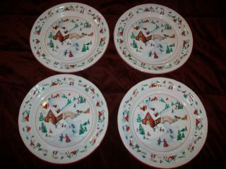 Set Of 4 Farberware White Christmas Dinner Plates 10 3/4 " Plate