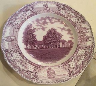 Crown Ducal Colonial Times Mulberry Dinner Plate Mount Vernon