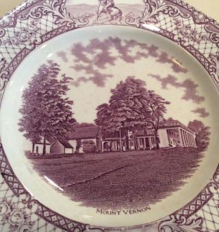 Crown Ducal Colonial Times Mulberry Dinner Plate Mount Vernon 2