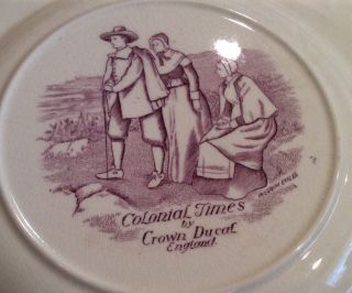 Crown Ducal Colonial Times Mulberry Dinner Plate Mount Vernon 5