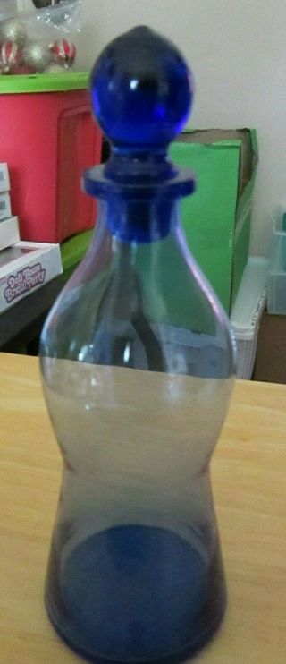 Cobalt Blue Glass Bottle Liquor Wine Decanter With Stopper
