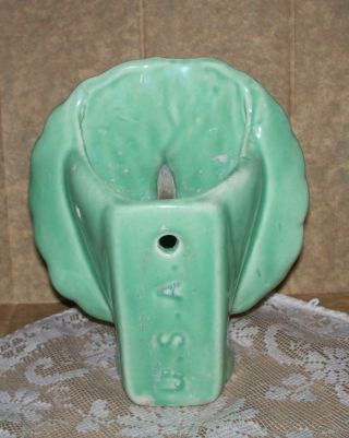 Vintage Shawnee Green Peacock Art Pottery Wall Vase 3