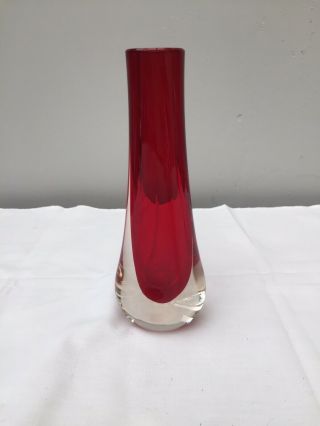 Vintage Teardrop Vase Red With Clear