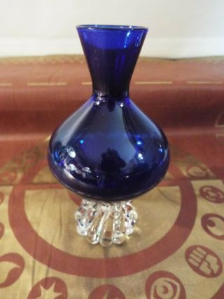 Cobalt Blue Glass Small 6.  5 " Vintage Vase