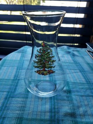 Spode Christmas Tree Clear Glass Wine Carafe Juice Gold Rim Decanter England