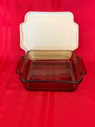 Anchor Hocking Square Baking Dish 8x8x2.  25 Amber Glass 2 qt w/ Lid.  R 2