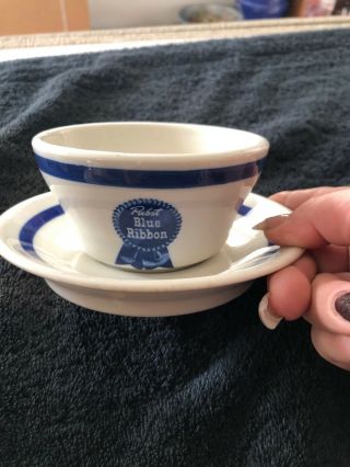 Vintage Pabst Blue Ribbon Restaurant Ware Soup Bowl Saucer By Mcnicol China Rare
