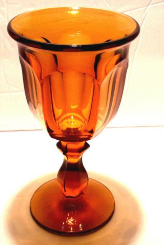 Vintage Imperial Glass Old Williamsburg Amber Brown Water Goblet Pressed Glass