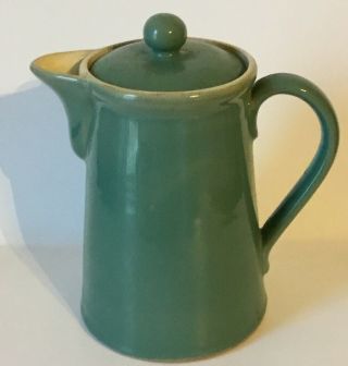 Denby England 1 1/2 Pint Pitcher With Lid 6.  5” Green Ceramic Pottery Vintage