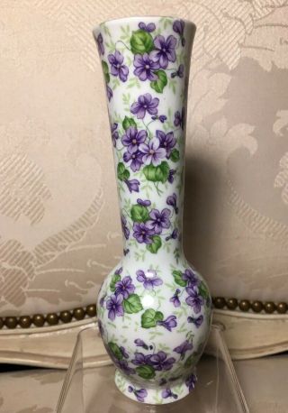 Vintage Lefton Bud Vase Violet Chintz 6 1/2 "