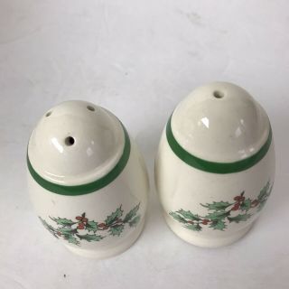 spode christmas tree salt and pepper Shakers Holly Branch Christmas Ceramic 2