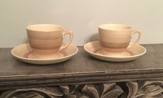 Mid Century Susie Cooper Demitasse Set Of Two - Pink And Cocoa - Wedding Band