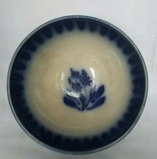 Early Antique Brushstroke Flow Blue 6 In.  Cereal Salad Noodle Bowl Ec