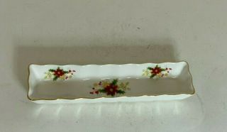 Tray Bone China By Royal Albert Poinsettia Pattern 8.  25 " Long Vtg 1pc