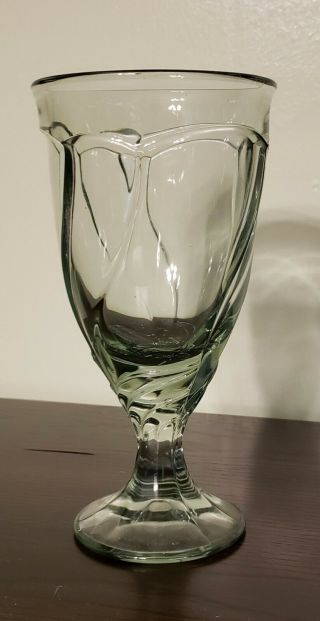 Noritake Crystal Sweet Swirl Light Green Iced Tea Glass Goblet 7 3/8 " Tall