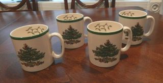Spode Christmas Tree Set Of (4) Mugs 3 1/4 " S3324
