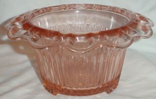 Vintage Colony Pink Depression Glass Footed Bowl Open Lace Edge Anchor Hocking