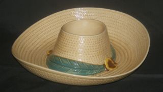 Vintage Metlox Pottery Sombrero Hat Chip & Dip Bowl