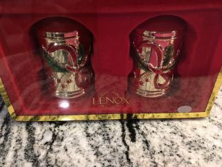 Lenox Holiday Nouveau Salt And Pepper Shakers Gold Red Holly Bow NIB Christmas 3