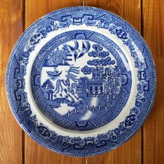 Staffordshire Warranted Willows Blue Vintage Plate Adams & Co England Porcelain
