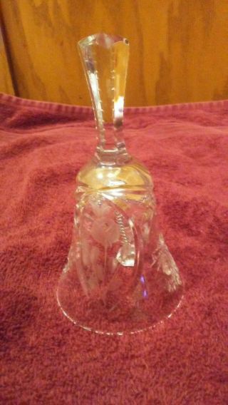 Vintage Cut Crystal Etched Rose Glass 5 1/2 " Bell